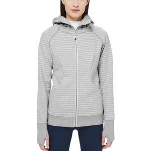 Lululemon Scuba Hoodie *Classic Cotton Fleece Parallel Stripe Heathered Grey 8